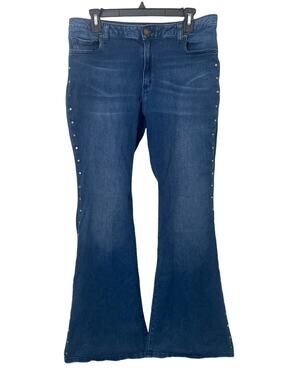 Michael Kors Blue Selma Flare High Waisted Studded Jeans Size 10 Western Concert